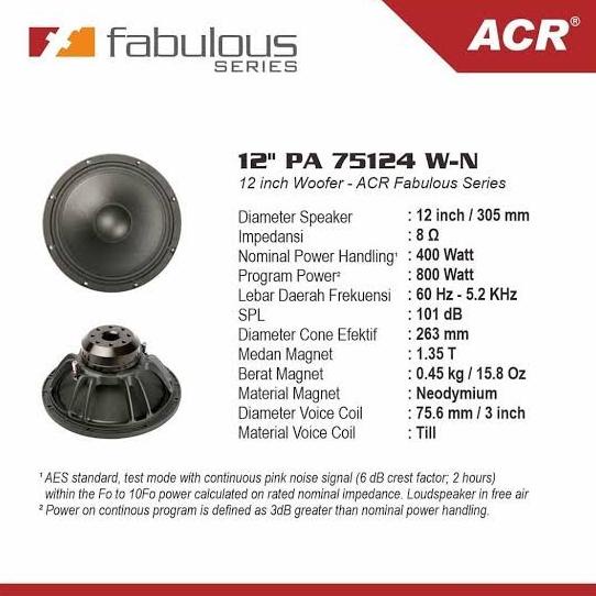 Speaker Acr Fabulous 12" Inch 75124 M FAB Spiker acr Fab 75124 12inch .