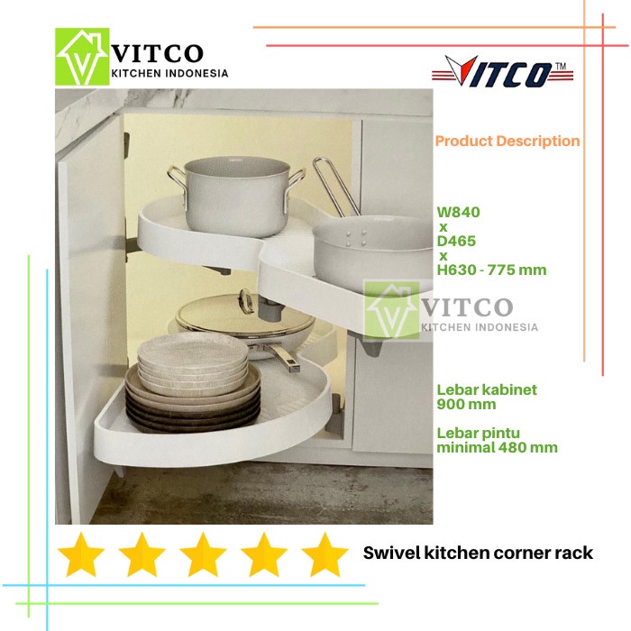 VITCO Swivel Kitchen Corner Rack / Rak sudut lemari dapur/ Kitchen set