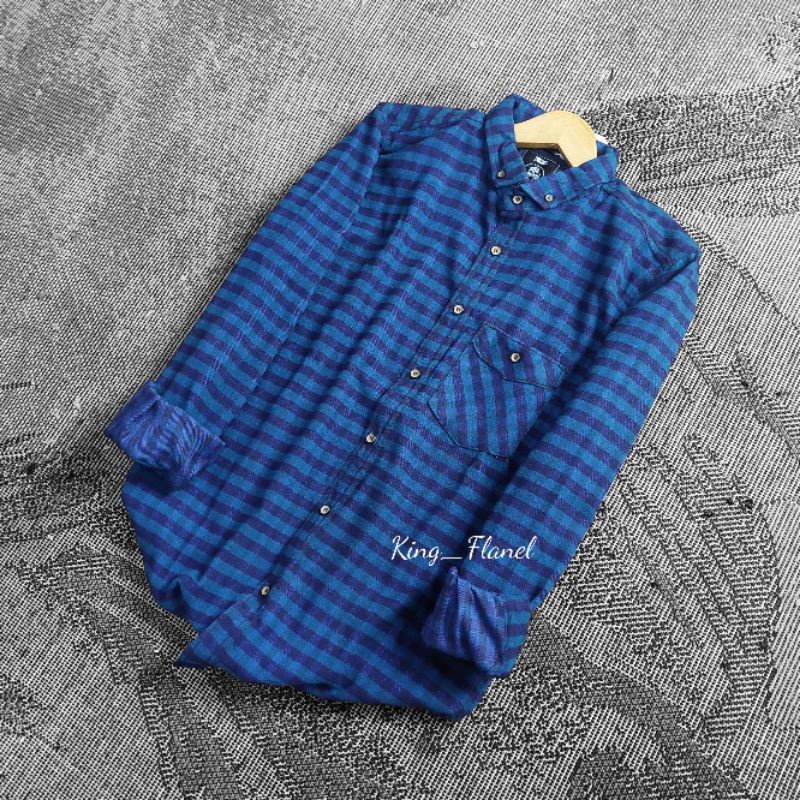 Kemeja flanel unisex kotak biru/ kemeja biru kotak kotak / kemeja kerja pria / kemeja flanel wanita 