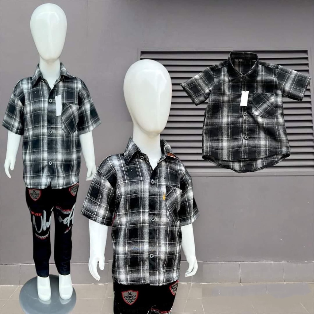 Setelan Kemeja flanel anak laki-laki usia 1 sampai 12 tahun//kemeja flanel//kemeja kotak-kotak//setelan baju laki-laki