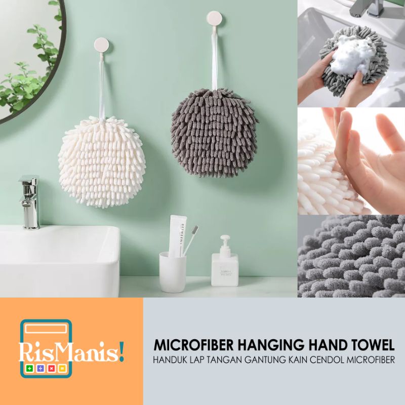 MICROFIBER HANGING HAND TOWEL - Handuk Gantung Lap Tangan Kain Cendol Pel Pembersih Perabotan Rumah Furnitur Alat Masak Perlengkapan Dapur Waslap Cuci Piring Gelas Pel Lantai Keramik Marmer