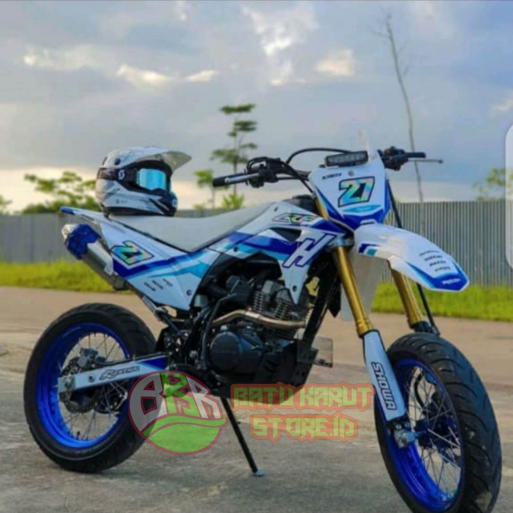 STIKER DECAL CRF FULL BODY VARIASI PUTIH BIRU,GRATIS GANTI NOMOR,GANTI WARNA ,TAMBAH NAMA ,DLL