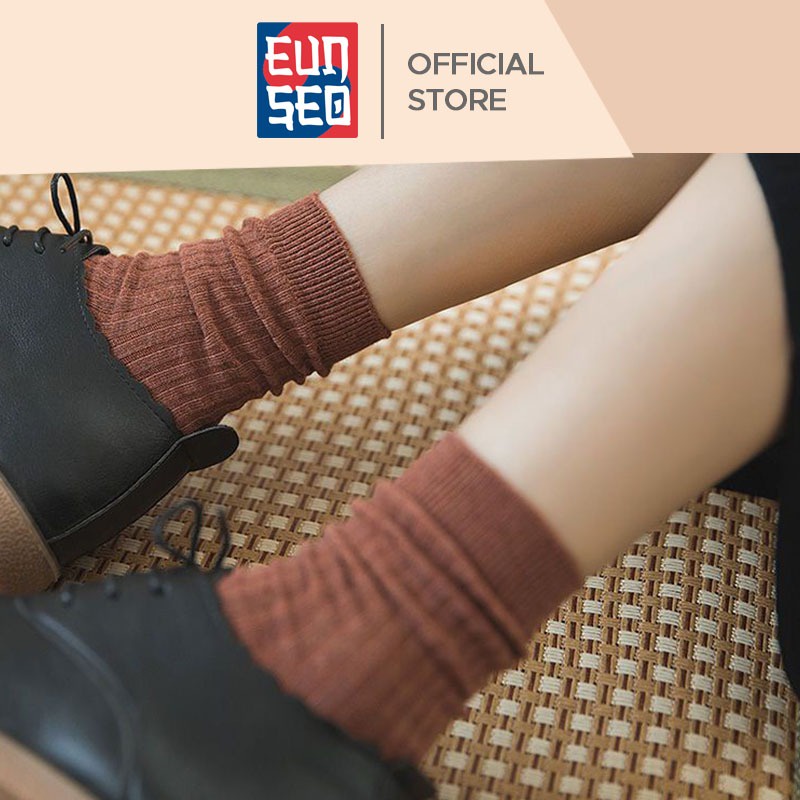 EUNSEO Kaos Kaki Wanita Panjang Solid Colour Kaoskaki Fashion Korea Women Socks