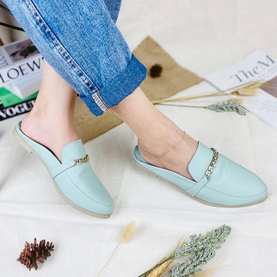 PS Bustong Rantai Sepatu bustong flat teplek Wanita sepatu kasual