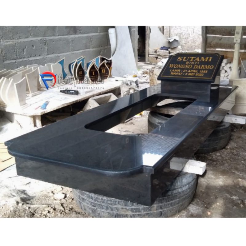 Kijingan makam batu granit hitam 160x60 murah free ukir nama