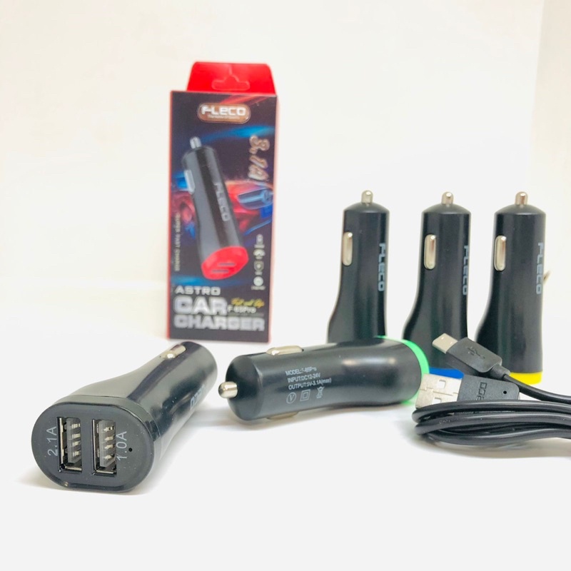 Car charger fleco f65Pro 2usb 3.1A plus kabel micro original fleco support untuk semua mobil terkenal di indonesia