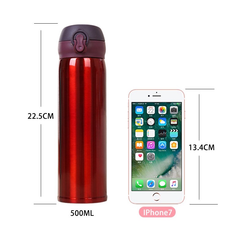 Termos Kancing Niagara Polos Kancing Vacuum Flask Tahan Panas 500 ML / Tumbler Botol Minum Polos Vacuum Tahan Panas - DX-001