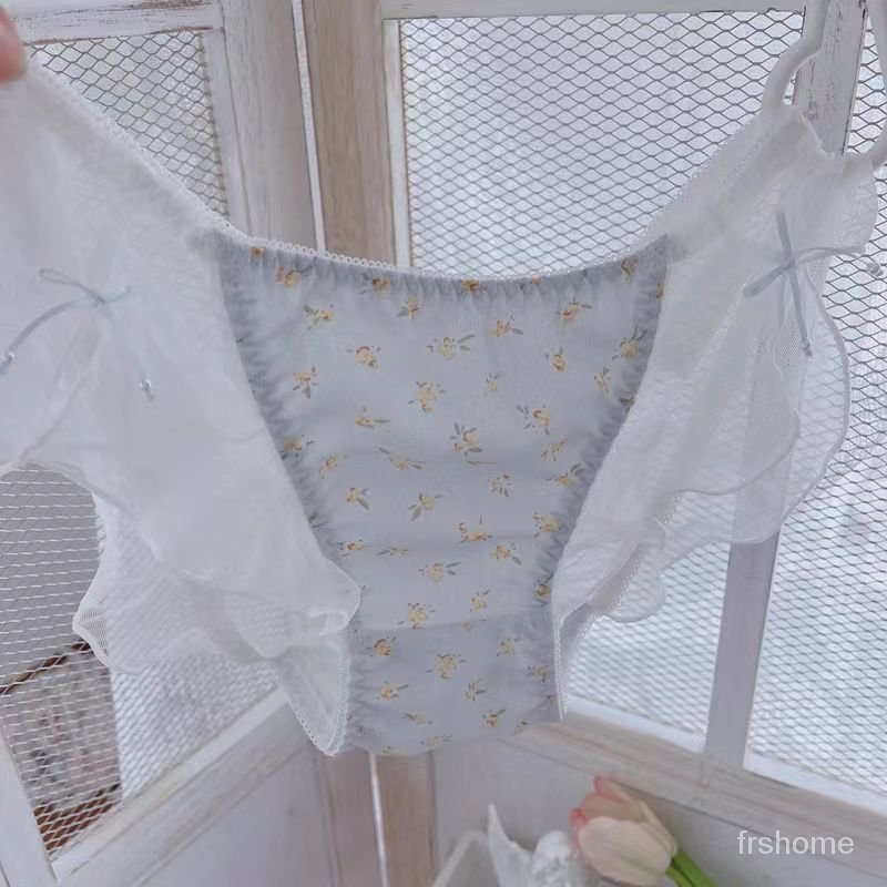 Musim panas bra gadis lembut bagian tipis non-baja cincin sifon sifon bunga suspender pakaian dalam