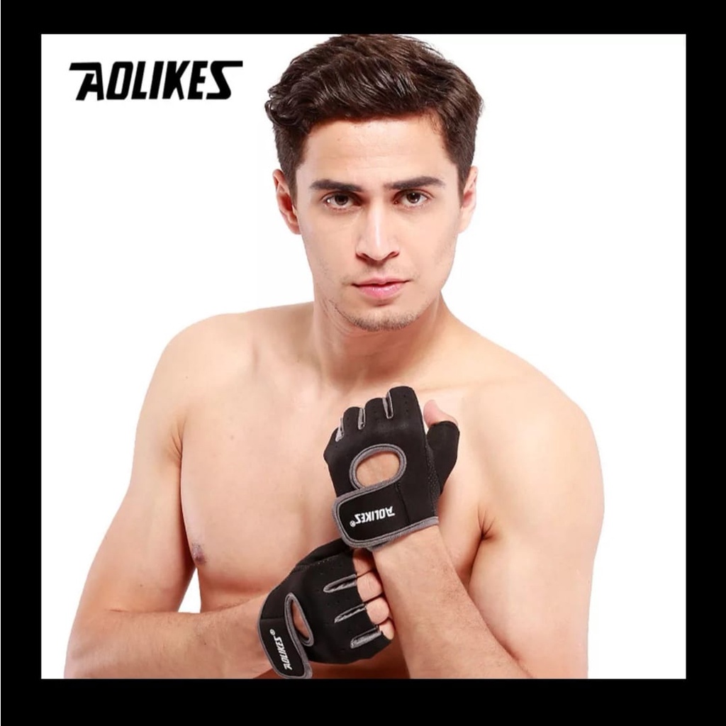 (COD) AOLIKES 1678 Sarung Tangan Fitness Gym Sepeda Motor Hand Wrist Wrap Gloves Glove