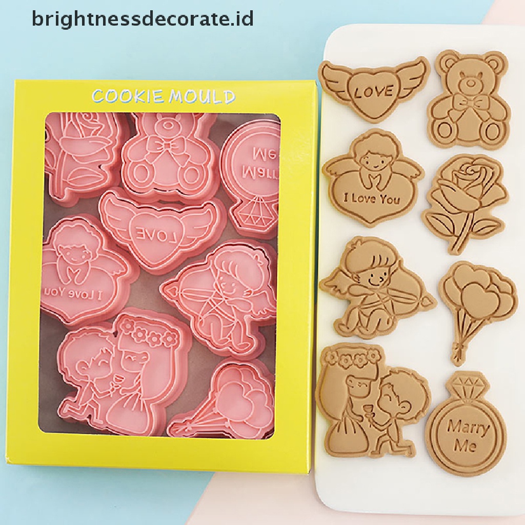 [Birth] 8pcs 3D Kartun Cookie Cutters Valenes Day Biscuit Mold DIY Fondant Decorag Untuk Ulang Tahun Pesta Pernikahan Natal Cookies [ID]