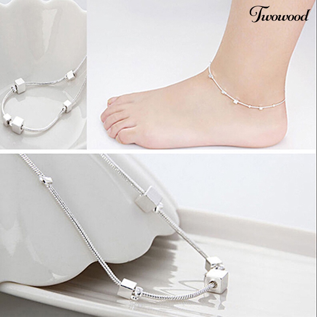 Twowood Anklet Exquisite Adjustable Wanita Bintang Hati Beads Pendant Foot Bracelet Untuk Belanja