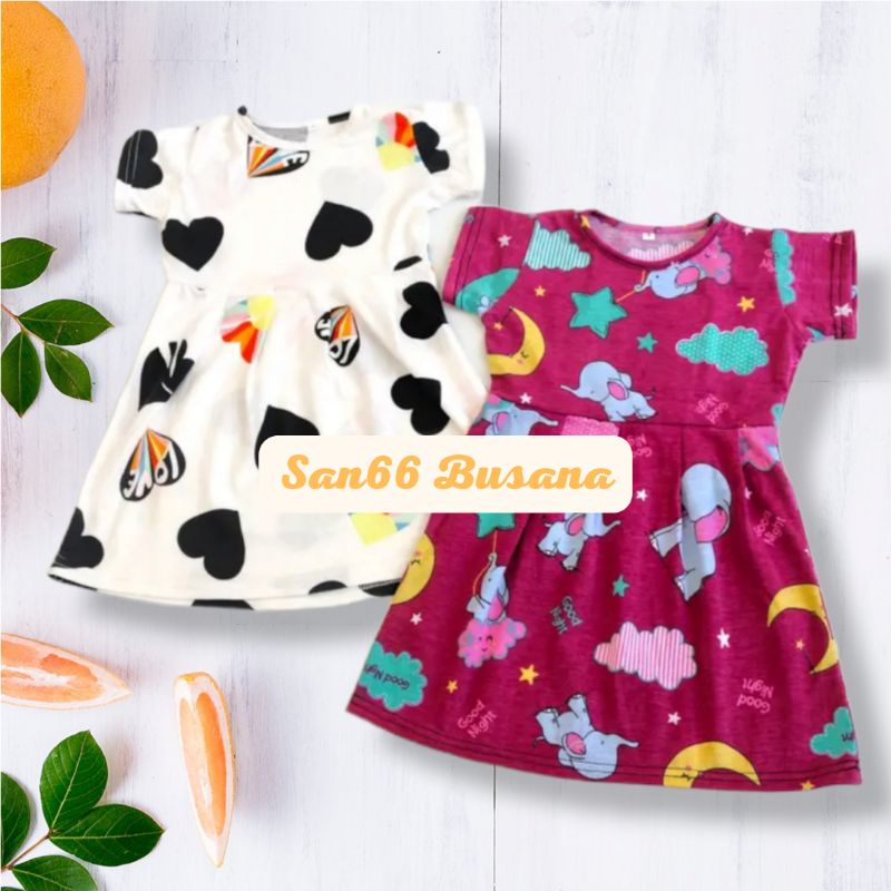 Motif Random Daster Anak Perempuan Usia 1 - 6 Tahun Model Dress Rample