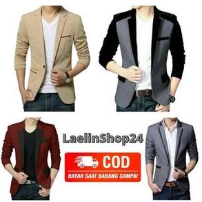 M6C LaelinShop24 (COD) - Jas Blazer Pria Kasual Semi Formal Slim Fit Big Size XXL Jaz Resmi Bahan Se