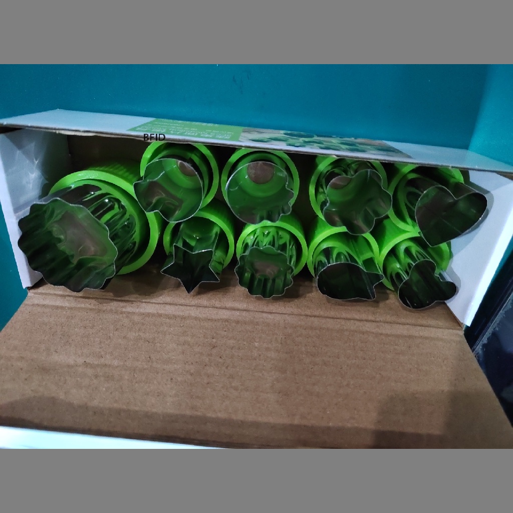 [BFID] 9pcs Cetakan Pring Biskuit Stainless Steel Cetakan Embos Bentuk Buah Sayur [ID]