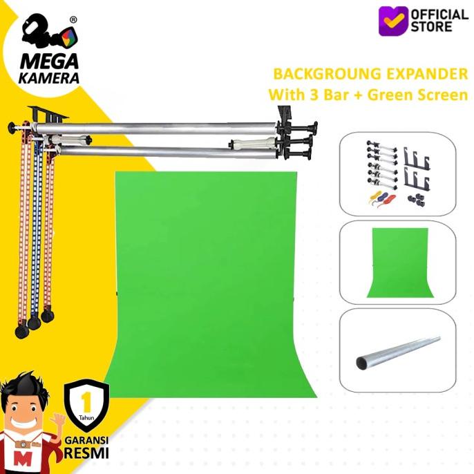 BackGround Expander Roll Set Komplit - Bar Pipa - Polos Green Screen