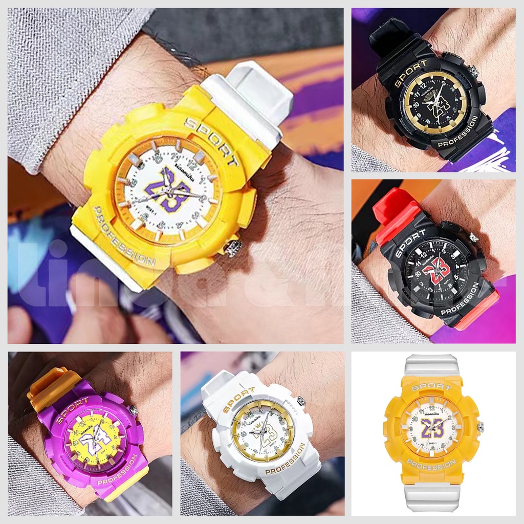 Jam Tangan Sport Elektronik Pria Dan Wanita Analog Quartz Dial Bulat Strap Rubber Import