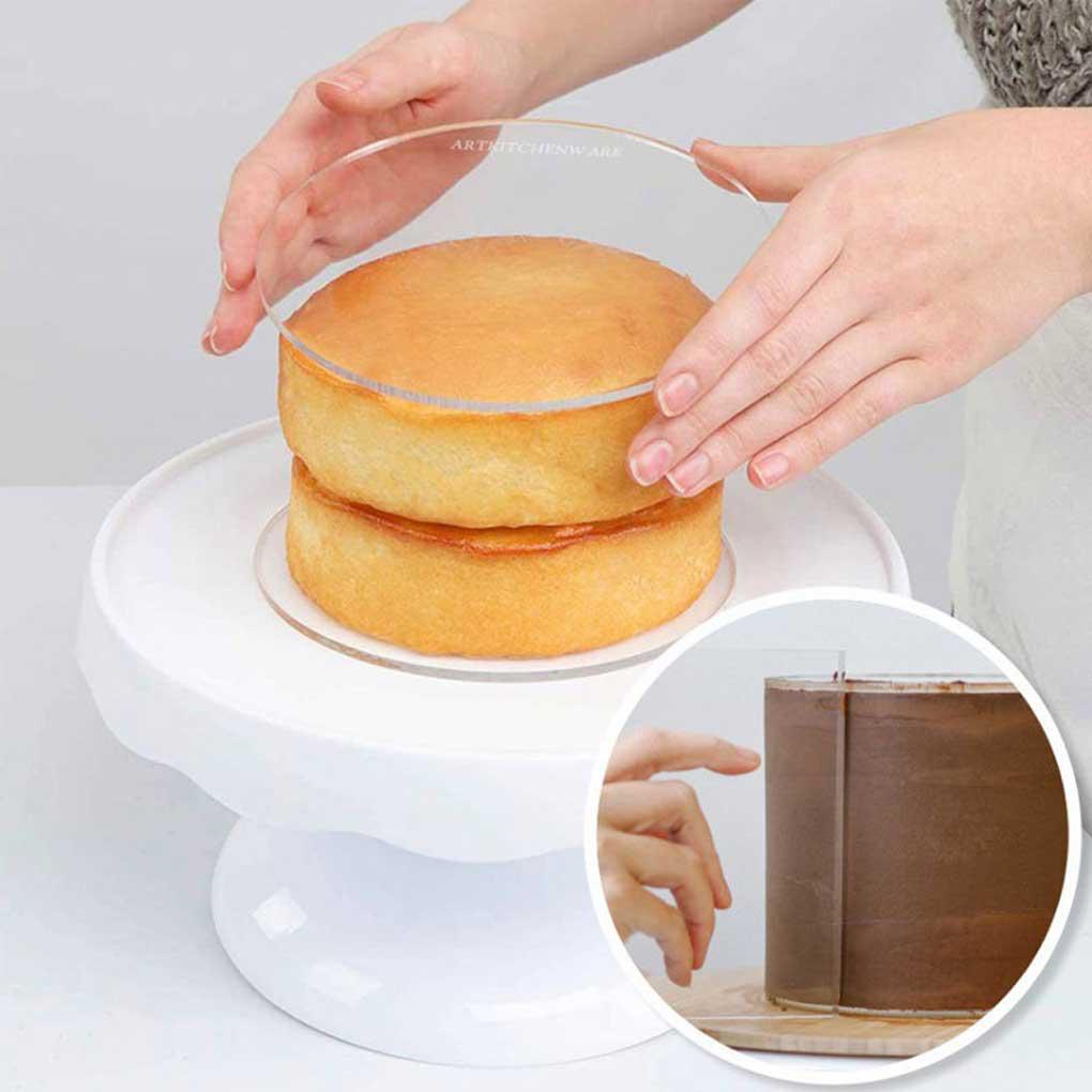 2buah Disk Kue Portable Reusable Transparan Pengganti Rumah Tangga Bakery Baking Kue Tray Stand Alat Aksesoris