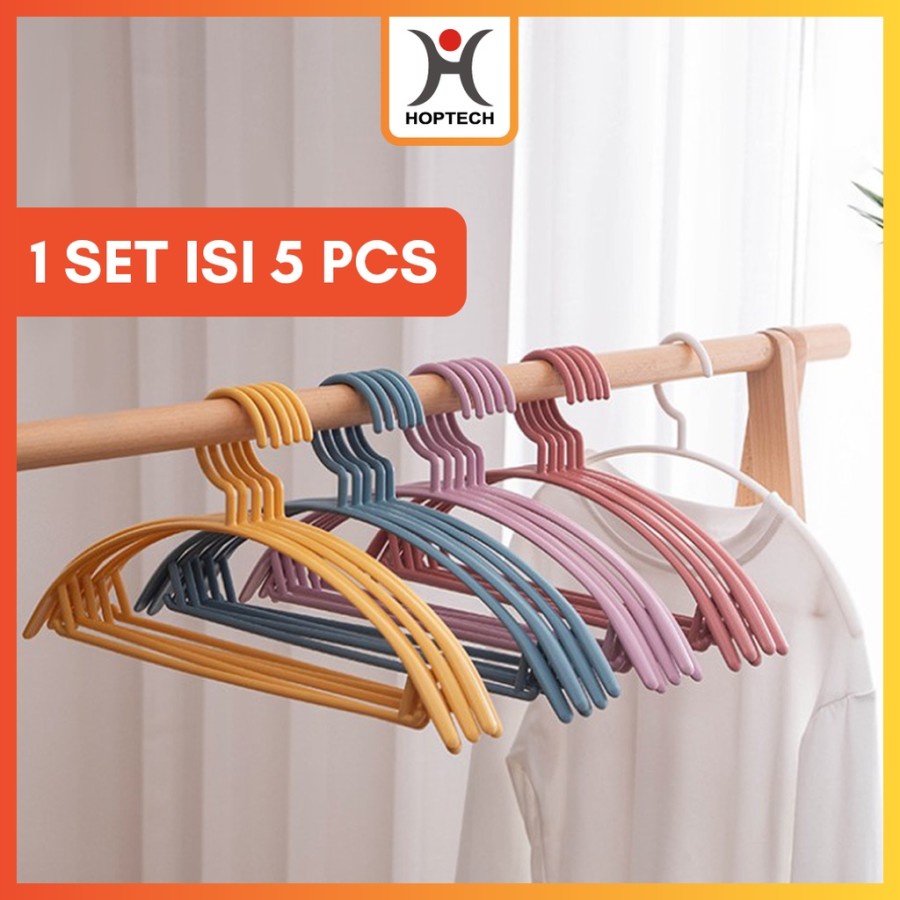 LT- [ 5 PC] HANGER PLASTIK GANTUNGAN BAJU HANGER PAKAIAN LAUNDRY ANTI SLIP