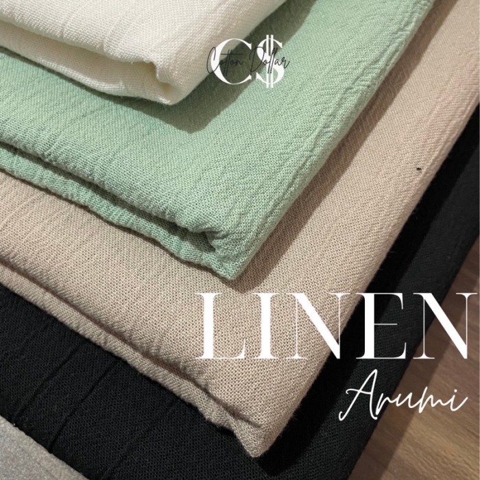 Kain Kain Linen Arumi Crinkle Premium Grade A Yard Meteran Eceran / Roll