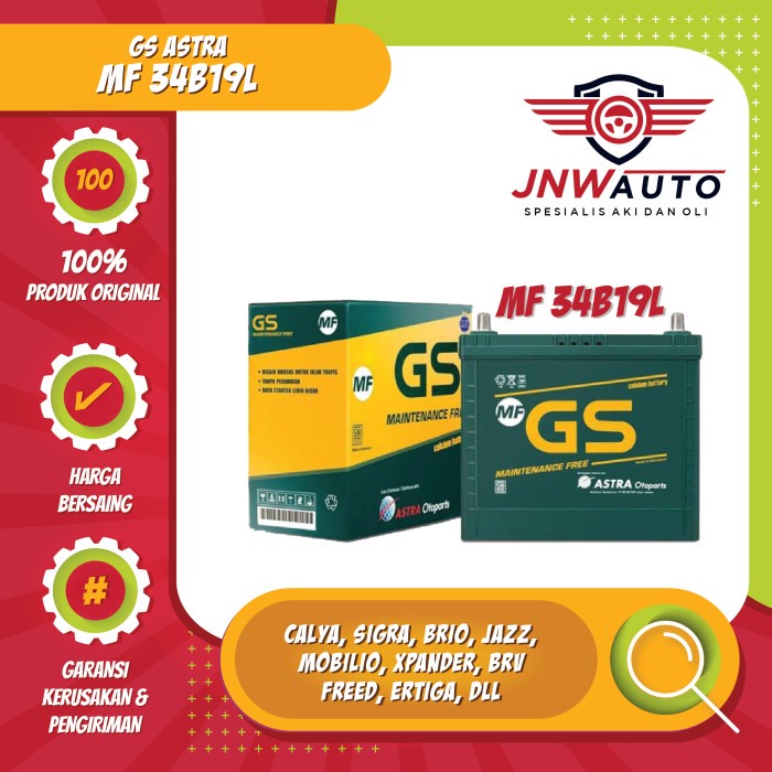 Aki GS ASTRA MF 34B19L Mobil Calya, Sigra, Jazz, Brio, Mobilio,Ertiga
