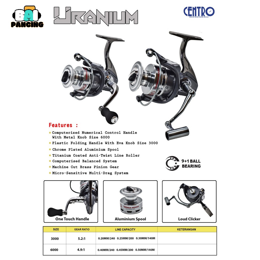 REEL PANCING CENTRO URANIUM TYPE SPINNING