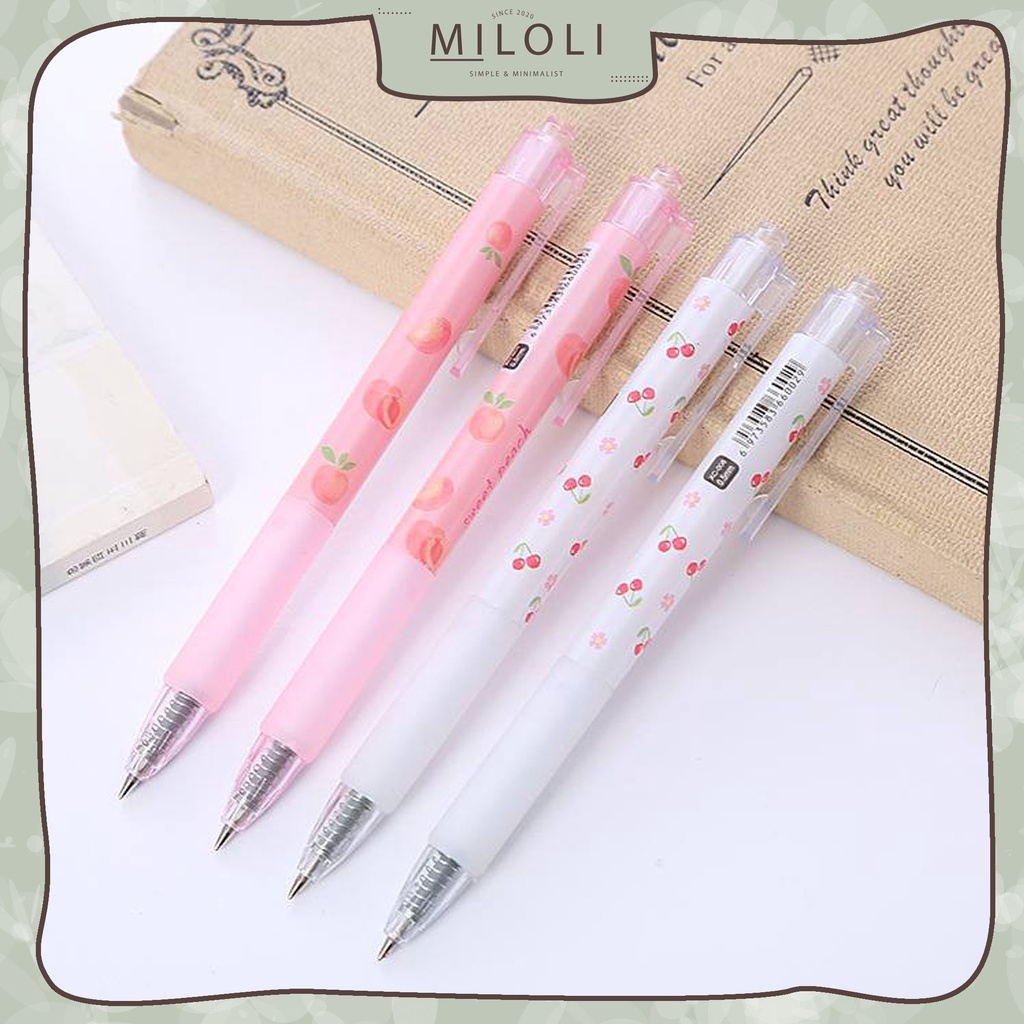 

[MILOLI] 1Pcs Pena Gel Mekanik 0.5mm WHITE CHERRY Minimalist Aesthetic Pen - D0026