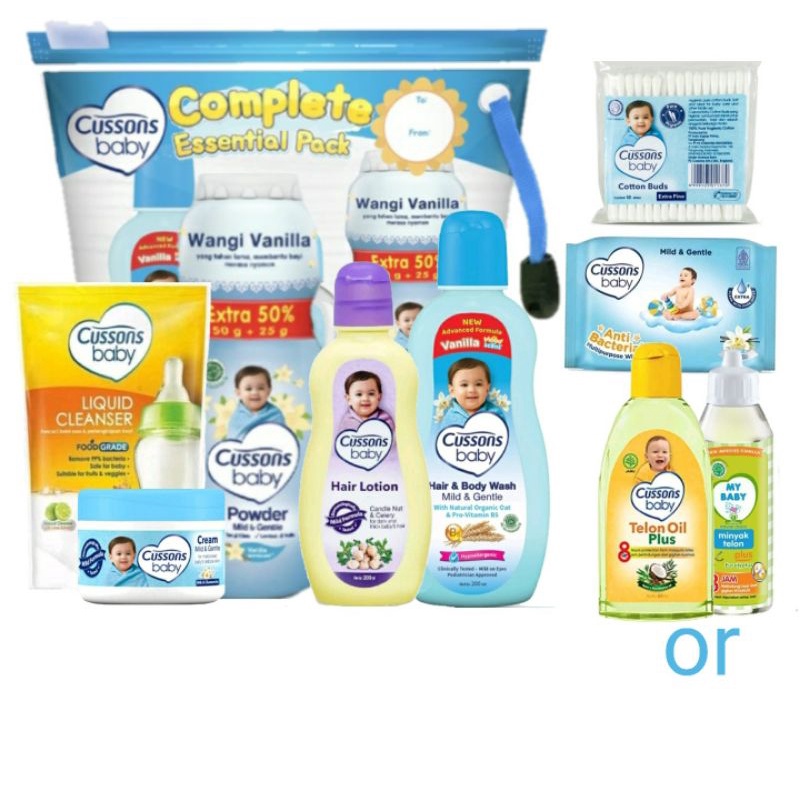 8 in 1 | 7 in 1 Cussons Baby Fun Bathing Pack + Telon Cussons Large Bag , Gift Set Bayi, Kado Bayi, Set Bedak Bayi