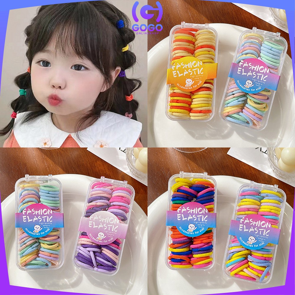 GOGO-C768 Ikat Rambut Korea Anak Perempuan Isi 60pcs Warna Warni Motif Polos / Kunciran Rambut Wanita Korean Fashion Import