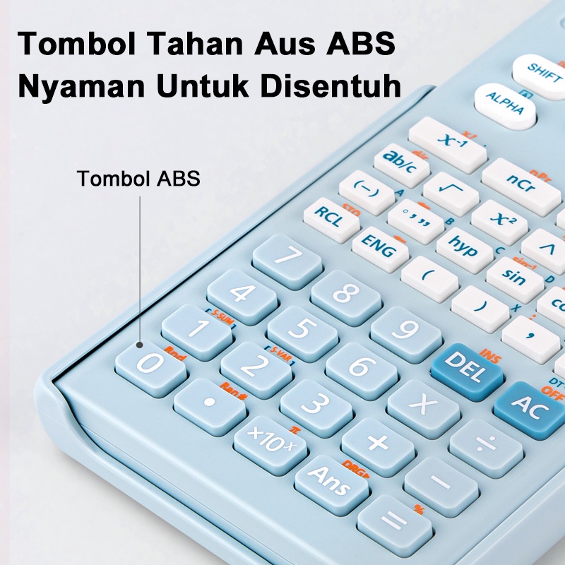 Deli Kalkulator Scientific 240 Fungsi Kalkulator Ilmiah Mini Lucu 12 Digit Tampilan LCD 2 Baris Scientific Calculator