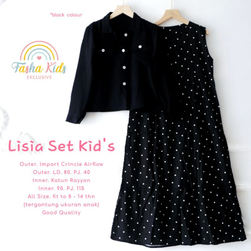 LISIA SET KIDS SETELAN ANAK MUSLIM PEREMPUAN 9 14 TH FASHA KIDS