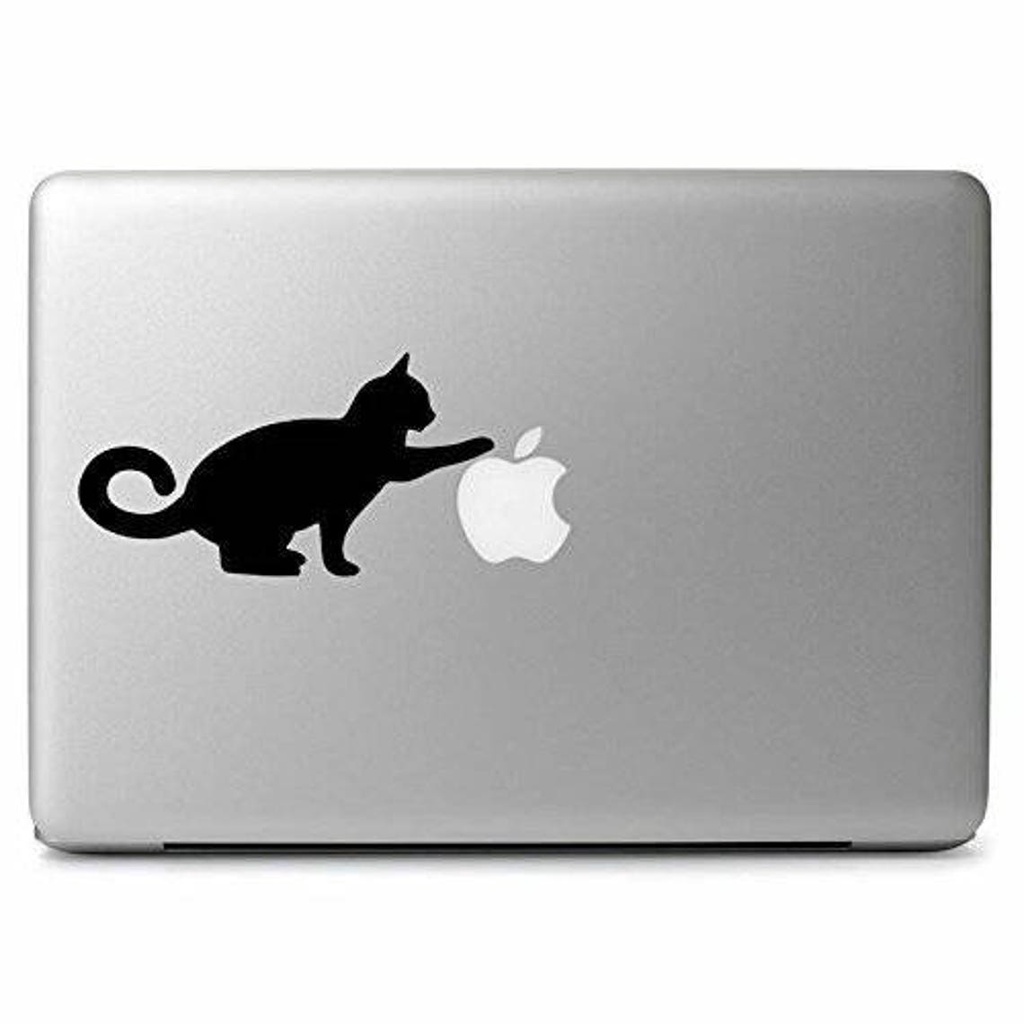 Stiker Kucing Cat Playing Apple - Laptop Macbook Ipad Sticker