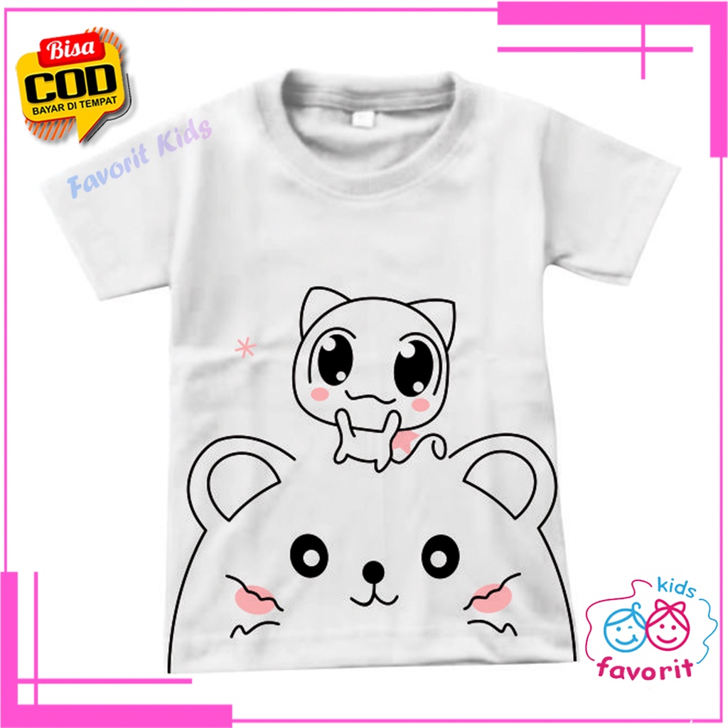 Baju kaos atasan anak perempuan lengan pendek || Baju anak perempuan motif kartun