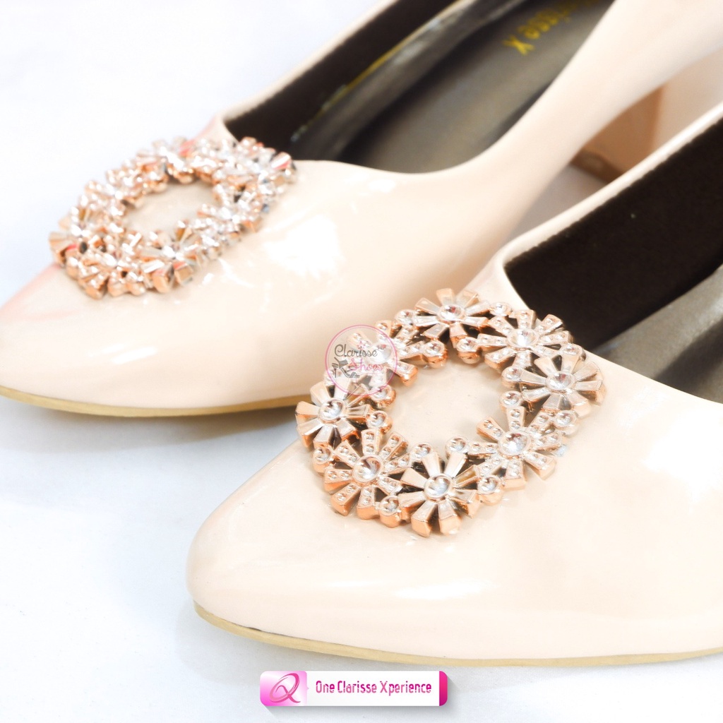 Clarisse DIAMOND pantofel kerja 5 CM Sepatu Wanita Hak tahu high heels Glossy Nyaman