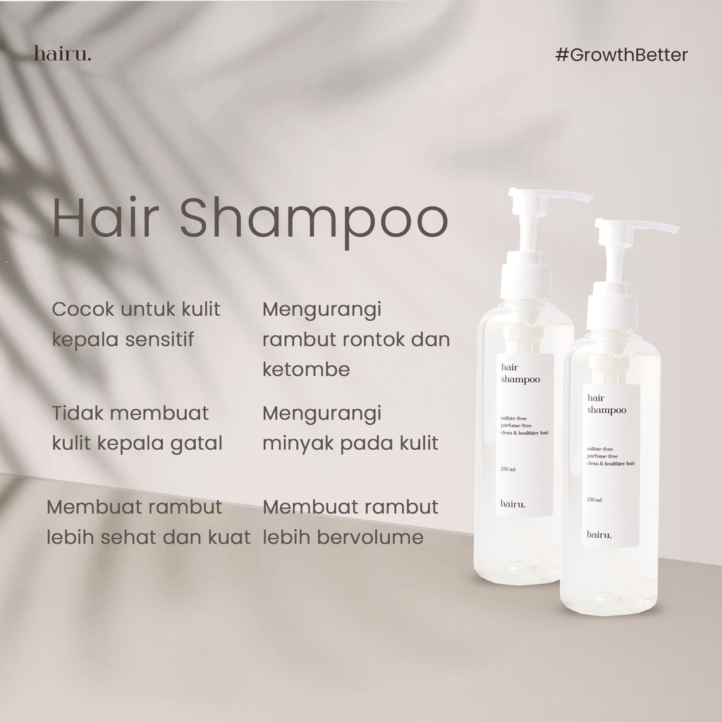 HAIRU HAIR SHAMPOO by dr. Aghni Sampo Shampo Natural Non SLS Anti Rontok Ketombe Pelurus Penumbuh Rambut Cepat