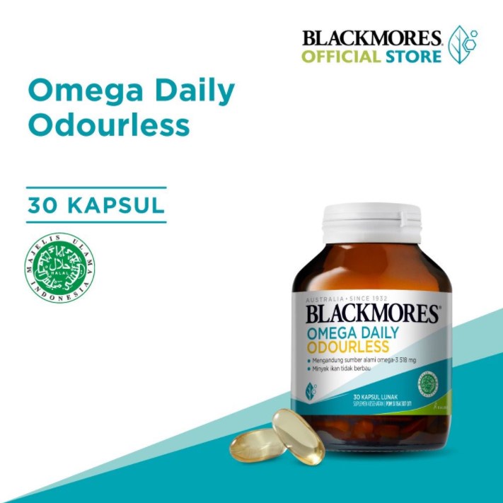 Blackmores Omega Daily Minyak Ikan Tidak Berbau Isi 30 Kapsul (Membantu Memelihara Kesehatan) BPOM