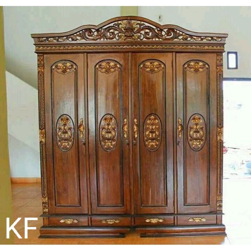 lemari pakaian rahwana pintu 4 kayu jati