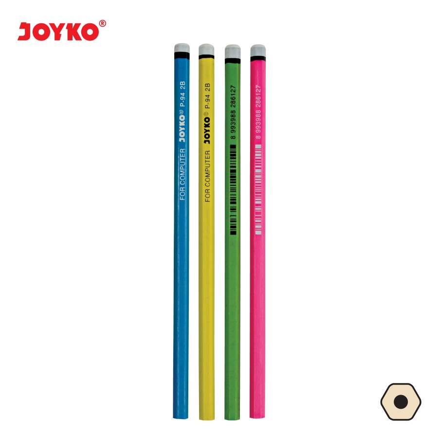 Pensil Kayu Joyko Neon P-94 For Computer Pencil / Pensil Joyko P-94 / 2B / 1 BOX 12 PCS