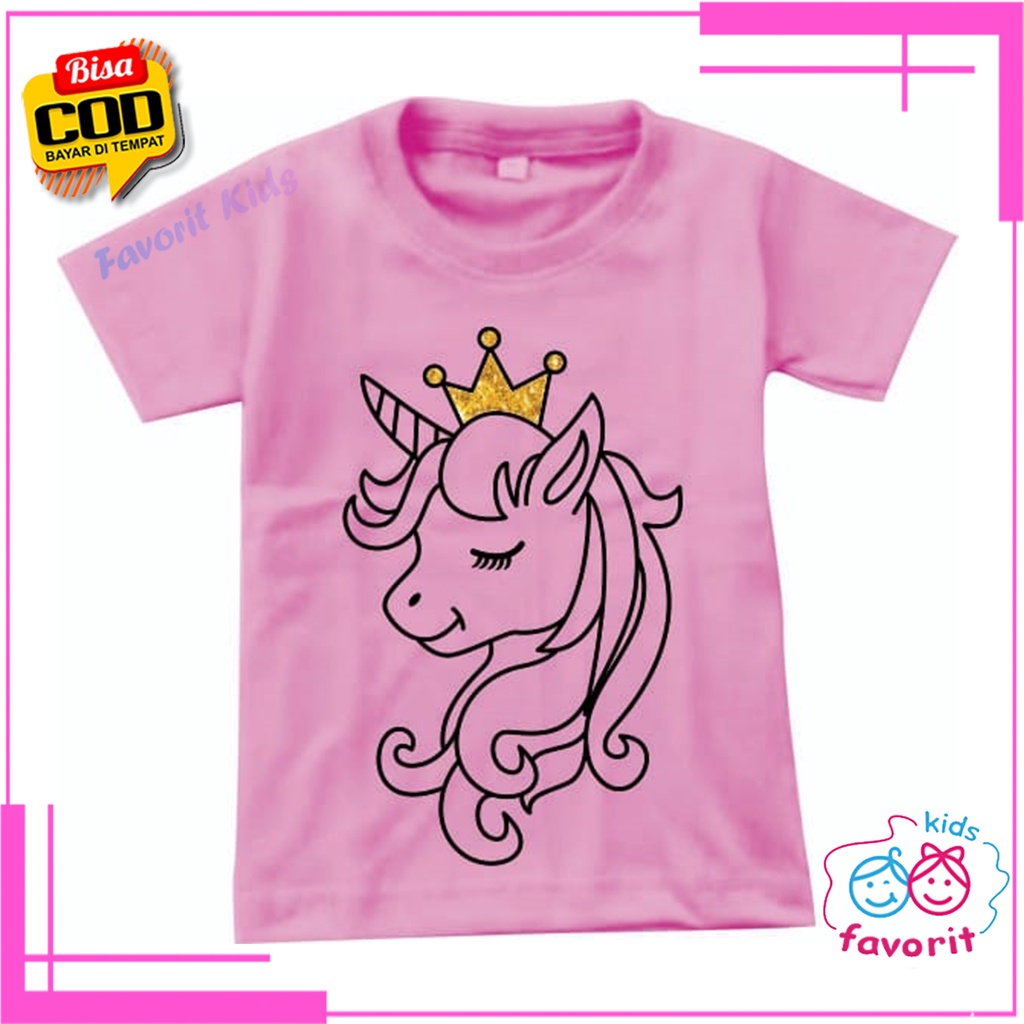 Baju kaos unicron anak perempuan lengan pendek murah || kaos anak cewek motif kuda pony