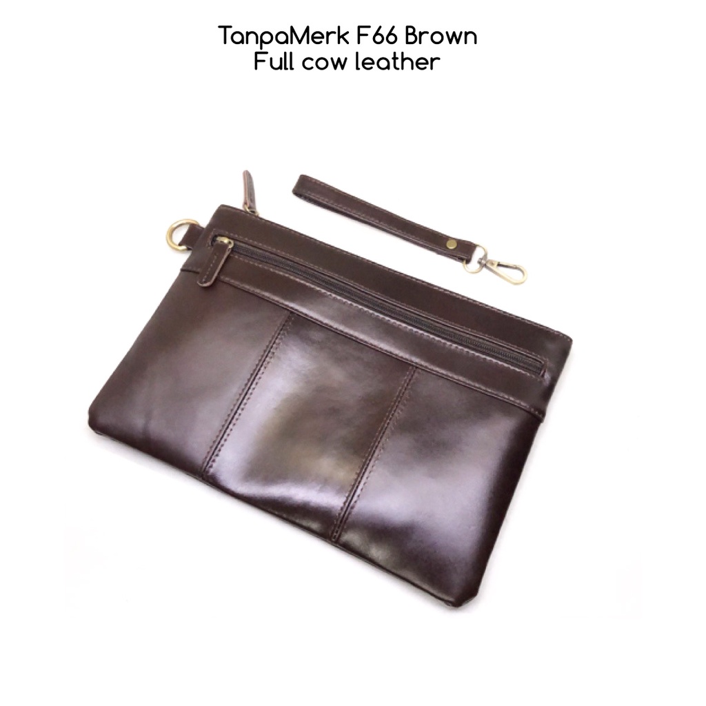 clutch pria TanpaMerk F66 brown original kulit sapi asli