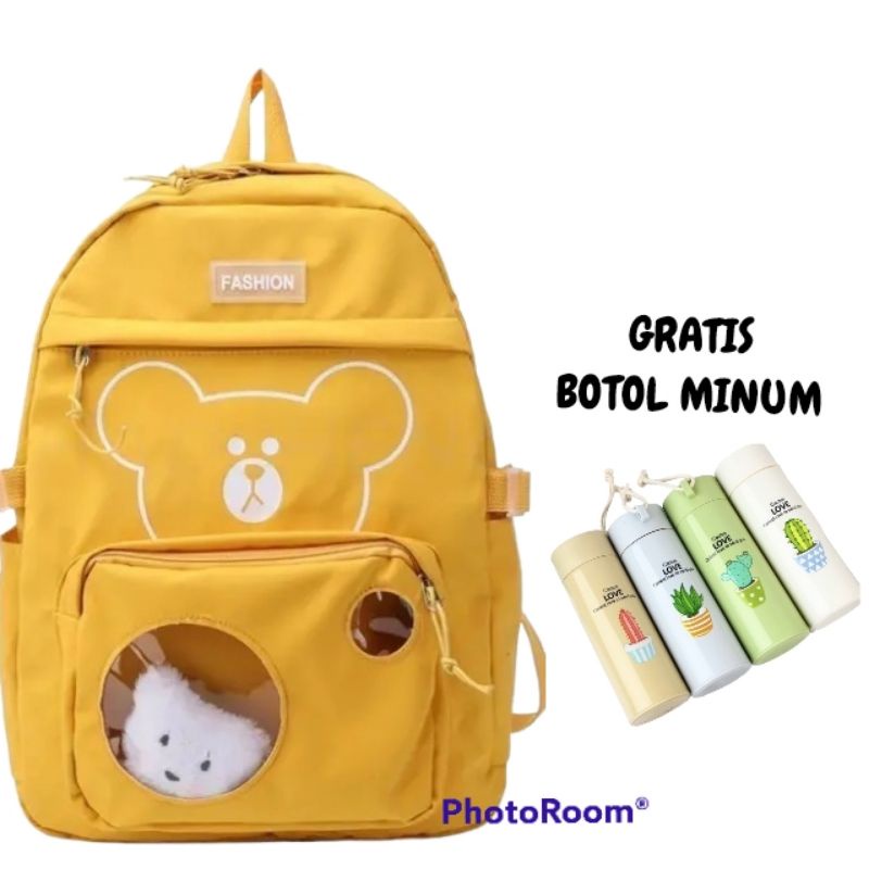 Tas ransel anak sekolah SD cewe gratis botol minum kaca