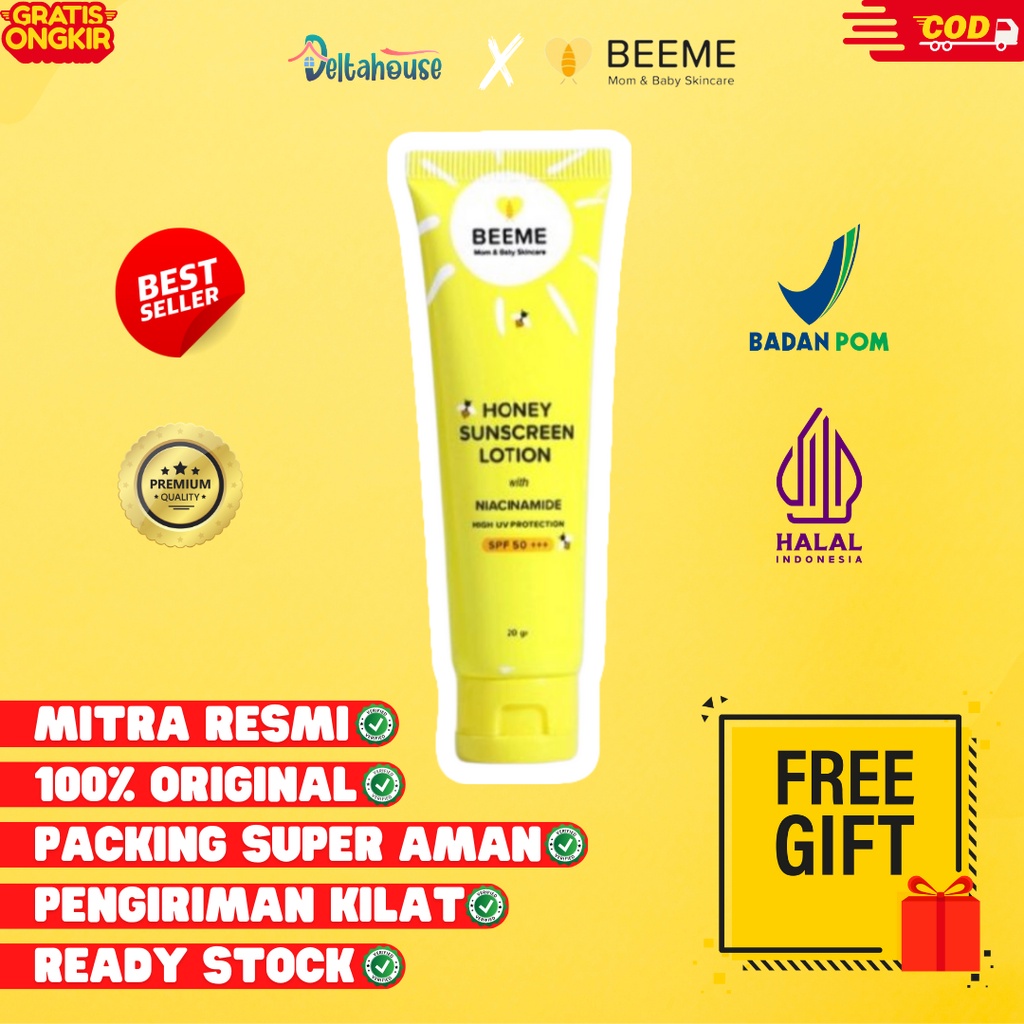 (FREE GIFT) Beeme Sunscreen Lotion SPF 50+++ Sunscreen Bayi Skincare Ibu &amp; Anak