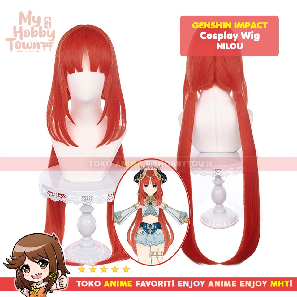 Wig Cosplay Anime Game Genshin Impact : Nilou Rambut Palsu