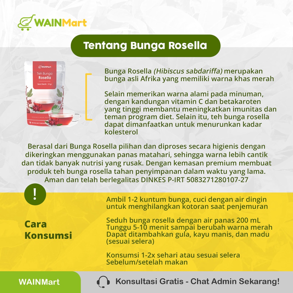 Bunga Rosella Teh Rosela Artisan Minuman Kekinian Pewarna Alami Kaya Antioksidan