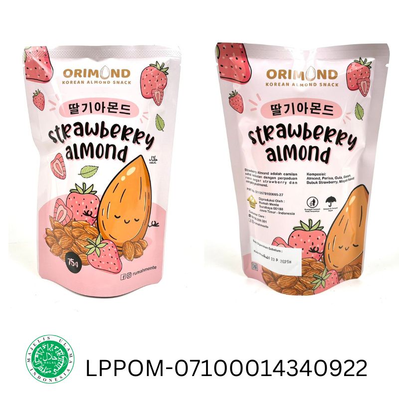 

ORIMOND Korean Almond Roasted Kacang Almond Panggang Rasa Strawberry 75gr