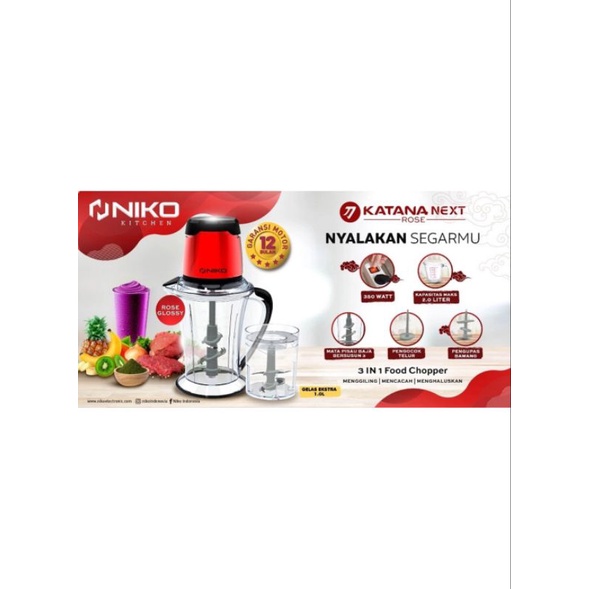 NIKO  Food Chopper Katana Next Rose 2 Liter Original Garansi Resmi