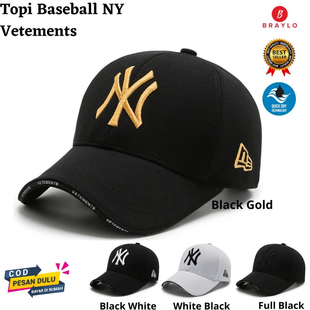 [FNCS73572] Topi Baseball NY VETEMENTS Pria Wanita Fashion Snapback Import Cap New York Gold Origina