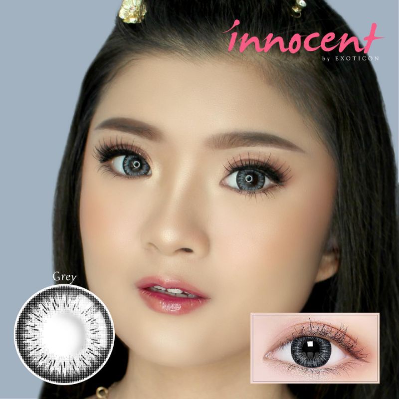 SOFTLENS INNOCENT GREY/ABU (NORMAL/MINUS) MADE IN KOREA. BIG EYES 16mm