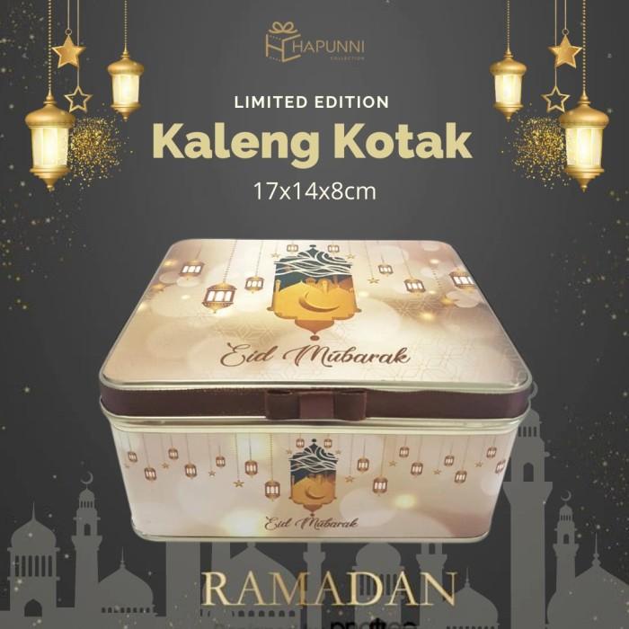 

Kaleng Kotak Box Lebaran Toples Idul Fitri 17X14X8Cm Mubarak Brown 045