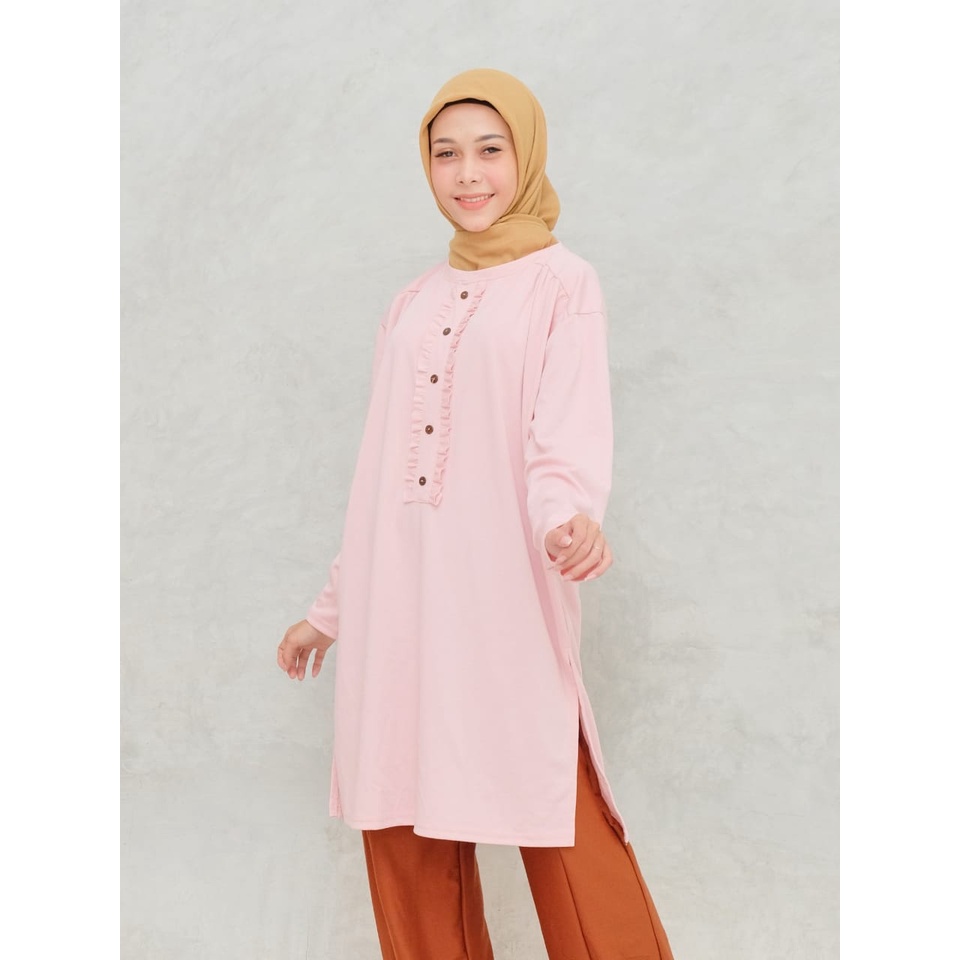 Baju Gamis Polos Kancing/ Gamis Basic Bahan Cotton Denim