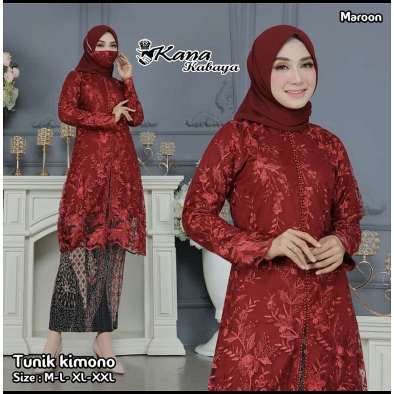 Permata Olshop / Setelan Kebaya Tunik Tulle Payet Modern / Kebaya Kurung Busui / Kebaya Busui / Kebaya Seragam Pernikahan